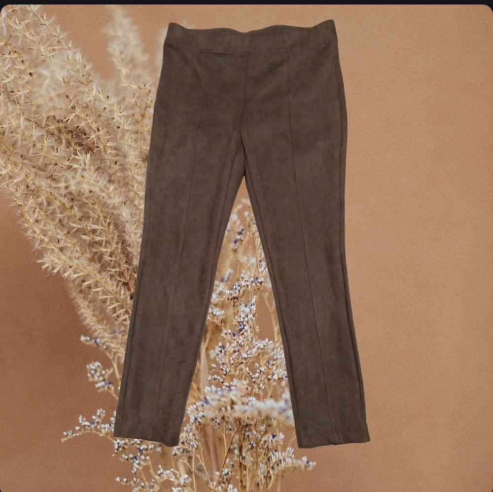 🌻Andrew Marc Super Soft Faux Suede Pull on Pants In Taupe Sz Lg